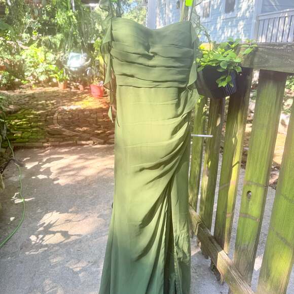 good places to buy bridesmaid dresses Wedtrend Women Light Green Bridesmaid Dress A Line Deep V Neck Dusty Sage  Wedding Guest Party Dress with Half Sleeves – WEDTREND main image 1